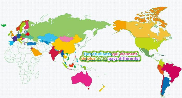 Des étudiants qui viennent de plus de 65 pays différents!