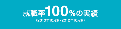 就職率100％の実績（2010年10月期・2012年10月期）　