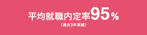 平均就職内定率95％（過去3年実績）